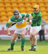 16 March 2008; Diarmuid Horan, Offaly, in action against Niall Moran, Limerick. Allianz National Hurling League, Division 1B, Round 4, Offaly v Limerick, Tullamore, Co. Offaly. Picture credit; David Maher / SPORTSFILE