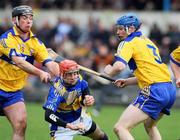 16 March 2008;  Pat Kerwick, Tipperary, in action against Conor Plunkett and Frank Lohan, Clare. Allianz National Hurling League, Division 1B, Round 4, Clare v Tipperary, Cusack Park, Ennis, Co. Clare. Picture credit; Kieran Clancy / SPORTSFILE