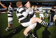 16 March 2008; Belvedere College team-mates Ben Woods, left, and Alan Kenny celebrate after the game. Leinster Schools Senior Cup Final, Belvedere College v St Mary's College, RDS, Dublin. Picture credit; Caroline Quinn / SPORTSFILE