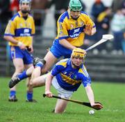 16 March 2008; Eamon Corcoran, Tipperary, in action against Mark Flaherty, Clare. Allianz National Hurling League, Division 1B, Round 4, Clare v Tipperary, Cusack Park, Ennis, Co. Clare. Picture credit; Kieran Clancy / SPORTSFILE