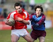 17 March 2008; Patrick Doherty, St. Patrick's Academy Dungannon, in action against Joe O'Brien, St. Michael's Enniskillen. Bank of Ireland MacRory Cup Final, St. Michael's Enniskillen v St. Patrick's Academy Dungannon, Healy Park, Omagh, Co Tyrone. Picture credit; Oliver McVeigh / SPORTSFILE