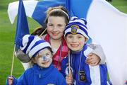 17 March 2008; St Vincents' supporters Fionagh Lambe, five years, her sister Eilis, 10, and brother Mattie, 7, from Clonturk Park, Drumcondra, celebrates her team's win. AIB All-Ireland Club Football Final - St Vincent's v Nemo Rangers, Croke Park, Dublin. Picture credit; Ray McManus / SPORTSFILE