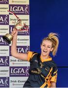 21 March 2015 DCU captain Fiona O'Sullivan, from Beara, Co. Cork, lifts the Lynch Cup after victory over DIT. Lynch Cup Ladies Football Final, Dublin Institute of Technology v Dublin City University, Cork IT, Bishopstown, Cork. Picture credit: Diarmuid Greene / SPORTSFILE