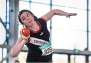 21 March 2015; Michaela Walsh, Swinford AC, on her way to winning the Girl's U18 Shot Putt event during Day one of the GloHealth Juvenile Indoor Track and Field Championships. Athlone International Arena, Athlone, Co.Westmeath.  Picture credit: Pat Murphy / SPORTSFILE