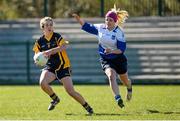 21 March 2015; Michelle Farrell, DCU, in action against Naoise De Graff, DIT, Lynch Cup Ladies Football Final, Dublin Institute of Technology v Dublin City University, Cork IT, Bishopstown, Cork. Picture credit: Diarmuid Greene / SPORTSFILE