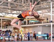 21 March 2015; Sophie Meredith, St. Mary's AC, Limerick, on her way to winning the Women's U15 High Jump event during Day one of the GloHealth Juvenile Indoor Track and Field Championships. Athlone International Arena, Athlone, Co.Westmeath.  Picture credit: Pat Murphy / SPORTSFILE