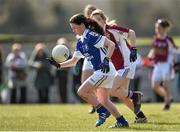 21 March 2015; Helena Walsh, Coláiste Dún Iascaigh, in action against Amy Mee, Glenamaddy Community School. TESCO All Ireland PPS Senior A Final, Coláiste Dún Iascaigh, Tipperary v Glenamaddy Community School, Galway. Kinnitty, Co. Offaly. Picture credit: Matt Browne / SPORTSFILE