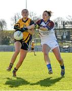 21 March 2015; Sarah Rowe, DCU, in action against Beulah McManus, UL, O'Connor Cup Ladies Football Final, Dublin City University v University of Limerick, Cork IT, Bishopstown, Cork. Picture credit: Diarmuid Greene / SPORTSFILE