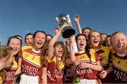 21 March 2015; The Loreto SS St Michael’s players celebrate with the cup after the game. TESCO All Ireland PPS Senior B Final, Loreto SS St Michael’s, Meath v St. Brigid’s Convent of Mercy, Galway. Pearse Park, Longford. Picture credit: Oliver McVeigh / SPORTSFILE