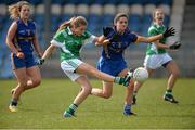 21 March 2015; Melissa Patterson, Davitt College, in action against Anna Harney, Cross and Passion College. TESCO All Ireland PPS Senior C Final, Cross and Passion College, Kilcullen, Kildare v Davitt College, Mayo. Kinnitty, Co. Offaly. Picture credit: Oliver McVeigh / SPORTSFILE