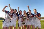 21 March 2015; UL players, all from County Tipperary, from left to right, Siobhan Condon, Maria Curley, Sarah Everard, Aisling McCarthy, Emma Buckley, and Jennifer Grant, celebrate with the O'Connor cup after victory over DCU. O'Connor Cup Ladies Football Final, Dublin City University v University of Limerick, Cork IT, Bishopstown, Cork. Picture credit: Diarmuid Greene / SPORTSFILE