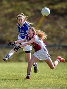 21 March 2015; Ciara Hickey, Coláiste Dún Iascaigh, in action against Lynsey Noone, Glenamaddy Community School. TESCO All Ireland PPS Senior A Final, Coláiste Dún Iascaigh, Tipperary v Glenamaddy Community School, Galway. Kinnitty, Co. Offaly. Picture credit: Matt Browne / SPORTSFILE