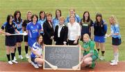 18 March 2008; Liz Howard, President of the Camogie Association, with Neasa O'Donnell, President of the CCAO, left, Mary O'Connor, Director of Camogie, right, Charlotte Raher, UCD, Mags D'Arcy, UCD, Elaine Tannian, Sligo IT, Ursula Jacob, Waterford IT, Orna Neville, Mary Immaculate College, Aileen Laverty, University of Ulster, Karen McMullen, University of Ulster, Fionnula Carr, University of Ulster, Maria O'Sullivan, DCU, Emily Managan, Dundalk IT, Niamh Butler, St. Patrick's College, and Mary Kate McNicholl, University of Ulster, at the presentation of the camogie bursary for 2008. The bursaries, which are supported by the Irish Sports Council, are given to those who have helped the development of Camogie within their own clubs and colleges. Each recipient will be required to contribute time to coaching within their county and college over the next twelve months and this will include anything from skills training and coaching camps to research of participation and views of Camogie within their region. Croke Park, Dublin. Picture credit: Pat Murphy / SPORTSFILE  *** Local Caption ***