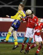 18 March 2008; Declan O'Hara, Cliftonville, in action against Aidan McCarron, Dungannon Swifts. Setanta Cup Group 1, Cliftonville v Dungannon Swifts, Solitude, Belfast, Co. Antrim. Picture credit: Oliver McVeigh / SPORTSFILE