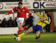 18 March 2008; Chris Scannell, Cliftonville, in action against John Curran, Dungannon Swifts. Setanta Cup Group 1, Cliftonville v Dungannon Swifts, Solitude, Belfast, Co. Antrim. Picture credit: Oliver McVeigh / SPORTSFILE