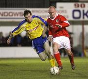 18 March 2008; Ryan Catney, Cliftonville, in action against Adam McMinn, Dungannon Swifts. Setanta Cup Group 1, Cliftonville v Dungannon Swifts, Solitude, Belfast, Co. Antrim. Picture credit: Oliver McVeigh / SPORTSFILE