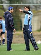 19 March 2008; Leinster head coach Michael Chieka, left, in conversation with Shane Horgan during squad training ahead of their Magners League game against Glasgow Warriors on Friday night. Leinster rugby squad training, Belfield, UCD, Dublin. Picture credit: Caroline Quinn / SPORTSFILE