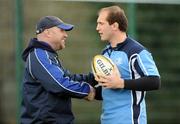 19 March 2008; Kurt McQuilkin, Leinster coaching team, shakes hands with Keith Gleeson during squad training ahead of their Magners League game against Glasgow Warriors on Friday night. Leinster rugby squad training, Belfield, UCD, Dublin. Picture credit: Caroline Quinn / SPORTSFILE