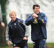 19 March 2008; Leinster's Shane Horgan and Leo Cullen in action during squad training ahead of their Magners League game against Glasgow Warriors on Friday night. Leinster rugby squad training, Belfield, UCD, Dublin. Picture credit: Caroline Quinn / SPORTSFILE