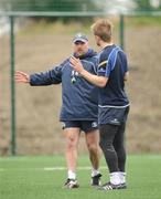 19 March 2008; Kurt McQuilkin, Leinster coaching team, in conversation with Luke Fitzgerald during squad training ahead of their Magners League game against Glasgow Warriors on Friday night. Leinster rugby squad training, Belfield, UCD, Dublin. Picture credit: Caroline Quinn / SPORTSFILE