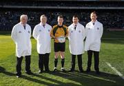 17 March 2008; Referee Joe McQuillan with his umpires before the game. AIB All-Ireland Club Football Final, St Vincents v Nemo Rangers, Croke Park, Dublin. Picture credit; Ray McManus / SPORTSFILE