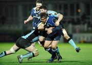 21 March 2008; Ollie Le Roux, Leinster, is tackled by John Beattie and James Eddie, Glasgow Warriors. Magners League, Leinster v Glasgow Warriors, RDS, Ballsbridge, Dublin. Picture credit; Matt Browne / SPORTSFILE