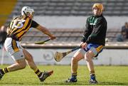 22 March 2015; Jonjo Farrell beats the Clare goalkeeper Patrick Kelly to score Kilkenny's second goal. Allianz Hurling League Division 1A, round 5, Kilkenny v Clare, Nowlan Park, Kilkenny. Picture credit: Ray McManus / SPORTSFILE