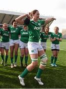22 March 2015; Marie Louise Reilly and her Ireland team-mates celebrate after winning the Women's Six Nations Rugby Championship. Women's Six Nations Rugby Championship, Scotland v Ireland. Broadwood Stadium, Clyde FC, Glasgow, Scotland. Picture credit: Stephen McCarthy / SPORTSFILE
