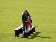 22 March 2015; One year old Alísha Farrell, from Kilkenny, and her mother Chloe at the team bench before the game. Allianz Hurling League Division 1A, round 5, Kilkenny v Clare, Nowlan Park, Kilkenny. Picture credit: Ray McManus / SPORTSFILE
