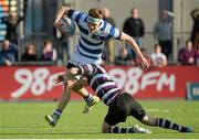 22 March 2015; Ted Godson-Treacy, Blackrock College, is tackled by James Nolan, Terenure College. Bank of Ireland Leinster Schools Junior Cup Final in association with Beauchamps Solicitors, Blackrock College v Terenure College, Donnybrook Stadium, Donnybrook, Dublin. Picture credit: Cody Glenn / SPORTSFILE