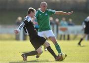 22 March 2015; Colm Jinks, City Utd, in action against Ian Barnes, Clonmel Celtic. Aviva FAI Junior Cup Quarter-Final, Clonmel Celtic v City Utd. Celtic Park, Clonmel, Co. Tipperary. Picture credit: Diarmuid Greene / SPORTSFILE