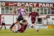 22 March 2015; Carol Breen, Wexford Youths Women's AFC, is tackled by Keara Cormican, Galway WFC. Continental Tyres Women's National League, Galway WFC v Wexford Youths Women's AFC. Eamon Deacy Park, Galway. Picture credit: Ramsey Cardy / SPORTSFILE