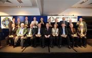 17 March 2008; GAA President's Award winners, back row from left, Marty Morrissey, RTE, Michael Noel O'Brien, Offaly, Brian McEniff, Donegal, Peadar Sherry, Monagahan, Fr. Moling Lennon, Carlow and Kildare, John Ryan, Longford, John Harte, Leitrim, Michael Kelly, Galway, Vincent Linnane, kerry, and Tom Moynihane, Limerick. Front Row from left, Damien O'Neill, who accepted the award on behalf of Declan O'Neill, Seamus Dooley, New York and Monaghan, Jimmy Connor, Mayo, Martin Mullan, Derry, GAA President Nickey Brennan, Una Kearney, Armagh, Brendan Falvey, Kerry, Mick Fitzgerald, Kerry, and Peadar O Tuatain, Derry. GAA President's Awards 2008, Croke Park, Dublin. Picture credit; Ray McManus / SPORTSFILE