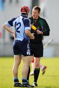 9 March 2008; Referee Sean Whelan speaks to Dublin's Ross O'Carroll during the game. Allianz National Hurling League, Division 1A, Round 3, Dublin v Cork, Parnell Park. Picture credit: Ray McManus / SPORTSFILE