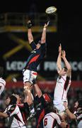 22 March 2008; Alan Quinlan, Munster, takes the ball in the lineout against Ryan Caldwell, Ulster. Magners League, Munster v Ulster, Musgrave Park, Cork. Picture credit; Matt Browne / SPORTSFILE
