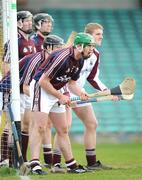 23 March 2008; Galway defenders including Conor Dervan, green helmet, and goalkeeper James Skehill. Allianz National Hurling League, Division 1A, Round 5, Limerick v Galway, Gaelic Grounds, Limerick. Picture credit; Ray McManus / SPORTSFILE