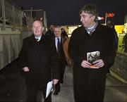 25 March 2008; Liam Brady, left, newly appointed assistant to the Republic of Ireland senior team, and FAI chief Executive John Delaney arriving at the game. UEFA U21 European Championship Qualifier, Republic of Ireland v Montenegro, Terryland Park, Galway. Picture credit; David Maher / SPORTSFILE