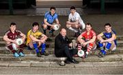 23 March 2015; In attendance at the EirGrid U-21 GAA Football Provincial Finals media day are, from left, Damien Comer, Galway, Tadhg O'Rourke, Roscommon, Davey Byrne, Dublin, Fintan Slye, CEO EirGrid, David Hyland, Kildare, Brian O'Driscoll, Cork, and Colin O'Riordan, Tipperary. Herbert Park, Dublin. Picture credit: Pat Murphy / SPORTSFILE