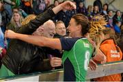 22 March 2015; Ireland's Nicola Evans meets with her friends and families after the game. Ireland v Canada - World Hockey League 2 Final, National Hockey Stadium, UCD, Belfield, Dublin. Picture credit: Brendan Moran / SPORTSFILE
