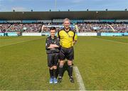 22 March 2015; Mini-games referee Eoin Abernethy, aged 9, from Holy Trinity School Donaghmede, with referee Johnny Ryan before the game. Allianz Hurling League Division 1A, round 5, Dublin v Galway, Parnell Park, Dublin. Picture credit: Piaras O Midheach / SPORTSFILE
