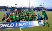 22 March 2015; Ireland's Shirley McCay sprays her team-mates with champagne in celebration after defeating Canada in the Final. Ireland v Canada - World Hockey League 2 Final, National Hockey Stadium, UCD, Belfield, Dublin. Picture credit: Brendan Moran / SPORTSFILE