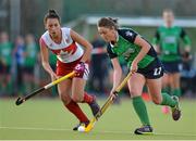 22 March 2015; Gillian Pinder, Ireland, in action against Sara McManus, Canada. Ireland v Canada - World Hockey League 2 Final, National Hockey Stadium, UCD, Belfield, Dublin. Picture credit: Brendan Moran / SPORTSFILE