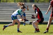 21 March 2015; Roisin Howley, AIT, from Burren Gaels, Co. Clare, in action against Aoife McGovern, TCD, from Templeport, Co. Cavan. Giles Cup Ladies Football Final, Athlone Institute of Technology v Trinity College Dublin. Cork IT, Bishopstown, Cork. Picture credit: Diarmuid Greene / SPORTSFILE