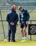 24 March 2015; Republic of Ireland's James McClean with medical staff Kieran Murray, team physio, left, and team doctor Alan Byrne during training. Gannon Park, Malahide, Co. Dublin. Picture credit: David Maher / SPORTSFILE