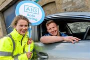 24 March 2015; Cathal Barrett, Tipperary hurler, Ciarán Kilkenny, Dublin footballer, Cian O’Callaghan, Dublin hurler and Sarah McCaffrey, Dublin ladies footballer, were on hand to launch the AIG XLNTdriver App; an easy and simple to use app that rewards safe drivers by reducing their car insurance premiums. Further details are available at www.aig.ie or customers can call 1890 27 27 27 with queries. Pictured at the launch are Dublin footballers Sarah McCaffrey and Ciarán Kilkenny. Sir John Rogerson’s Quay, Dublin. Picture credit: Brendan Moran / SPORTSFILE