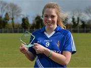 24 March 2015; John the Baptist's Andrea O'Sullivan with her player of the match award. TESCO All Ireland PPS Junior B Final, St Michael's Lurgan, Armagh, v John the Baptist, Limerick. Kinnegad, Westmeath. Picture credit: Piaras O Midheach / SPORTSFILE