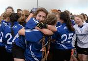 24 March 2015; John the Baptist's Katie Heelan celebrates with team-mate Lucy Ryan-Clarke after the game. TESCO All Ireland PPS Junior B Final, St Michael's Lurgan, Armagh, v John the Baptist, Limerick. Kinnegad, Westmeath. Picture credit: Piaras O Midheach / SPORTSFILE