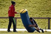 24 March 2015; Munster's James Cronin trains separate to team-mates, along with strength and conditioning coach Aidan O'Connell,during squad training. Munster Rugby Squad Training. University of Limerick, Limerick. Picture credit: Diarmuid Greene / SPORTSFILE