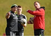 24 March 2015; Munster's BJ Botha, Rory Scannell and technical advisor Mick O'Driscoll during squad training. Munster Rugby Squad Training. University of Limerick, Limerick. Picture credit: Diarmuid Greene / SPORTSFILE