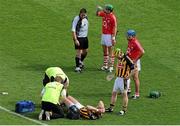 8 August 2010; Kilkenny's Henry Shefflin is attended to by the Kilkenny team doctor and physio before leaving the pitch with a knee injury. GAA Hurling All-Ireland Senior Championship Semi-Final, Kilkenny v Cork, Croke Park, Dublin. Picture credit: Brendan Moran / SPORTSFILE